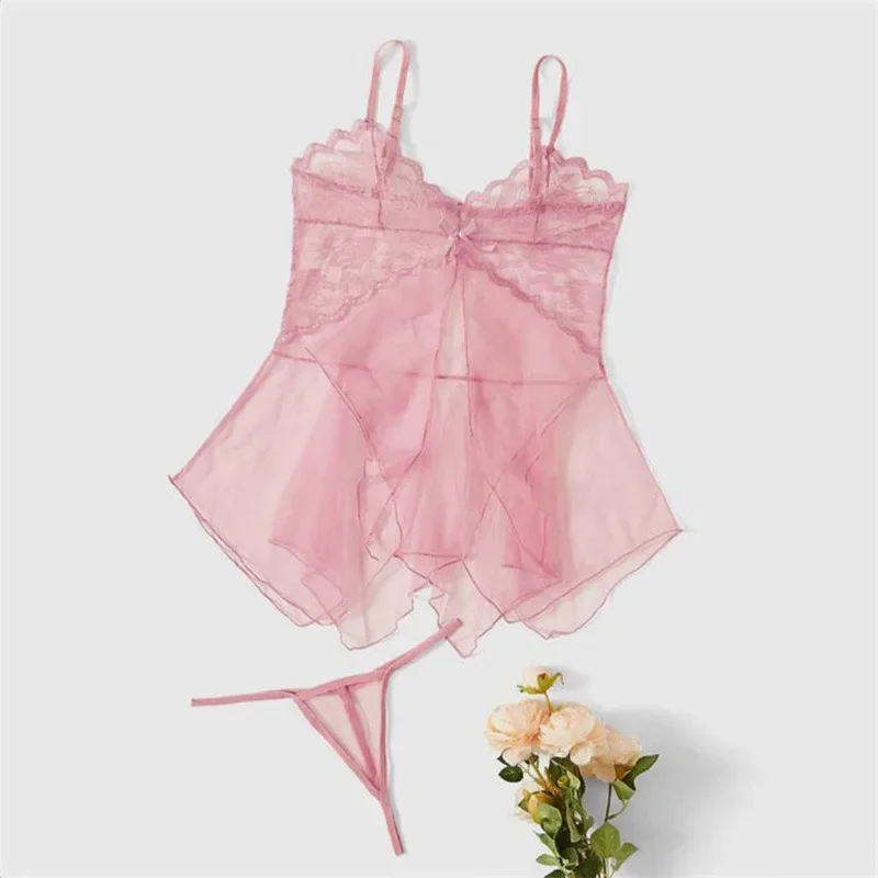 Costume Sexy Lace Lingerie Sets Sleepwear Lace Fluoroscopy Beauty Tulle Elegant Reverie Sexy Lingerie Bra & Brief Sets Female