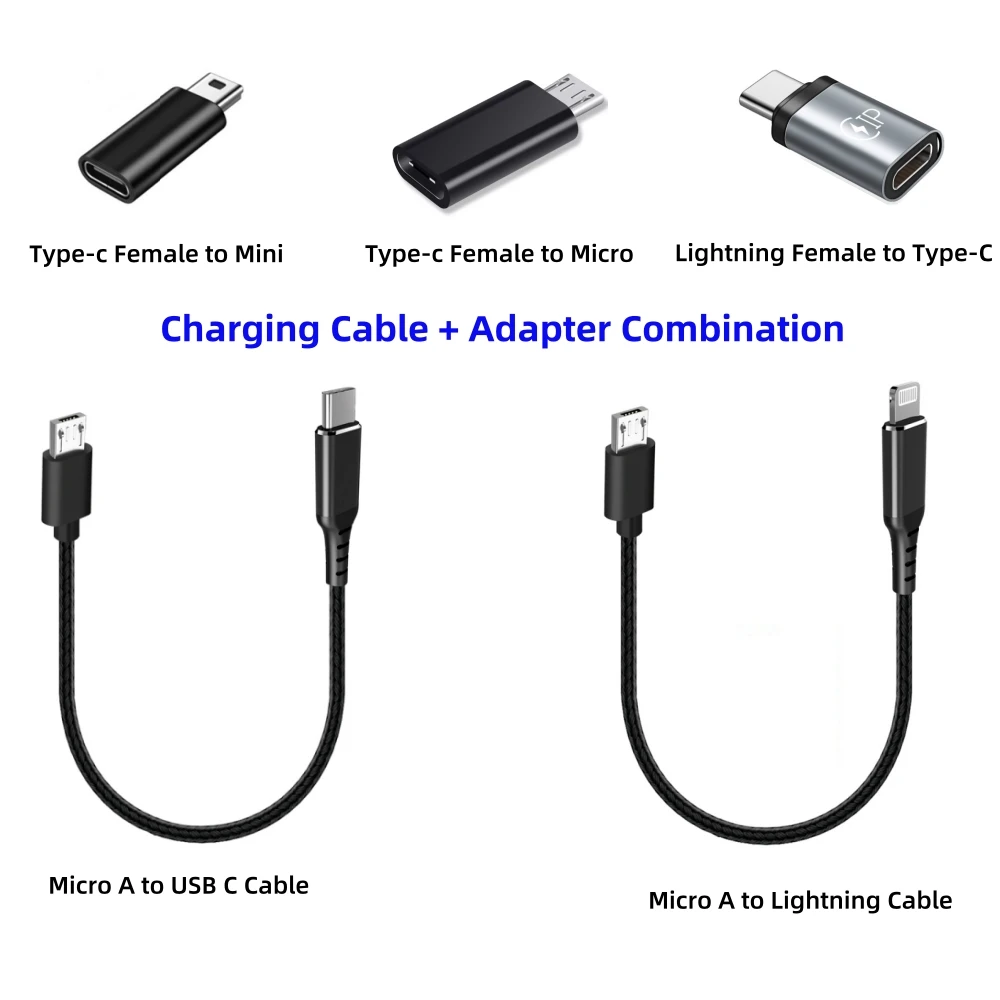 35CM Short Micro USB to USB-C Cable for Smartphones to Bosch E-Bike Display, Charging Direction from Display to Smartphone OTG