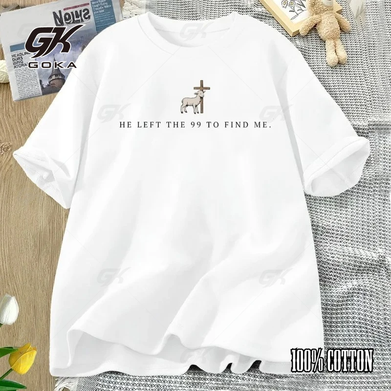 

Футболки с графическим принтом He Left The 99 для мужчин и женщин, повседневная футболка со стихами из Библии, религиозная футболка с короткими рукавами, мужская одежда, топы