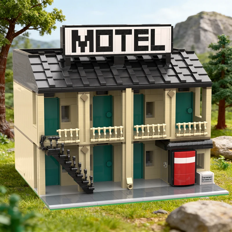2258 pièces Blocs de construction modulaires personnalisables MOC Motel Vue sur la ville Technologie Éducatif DIY Jouet d'assemblage pour garçons Cadeau