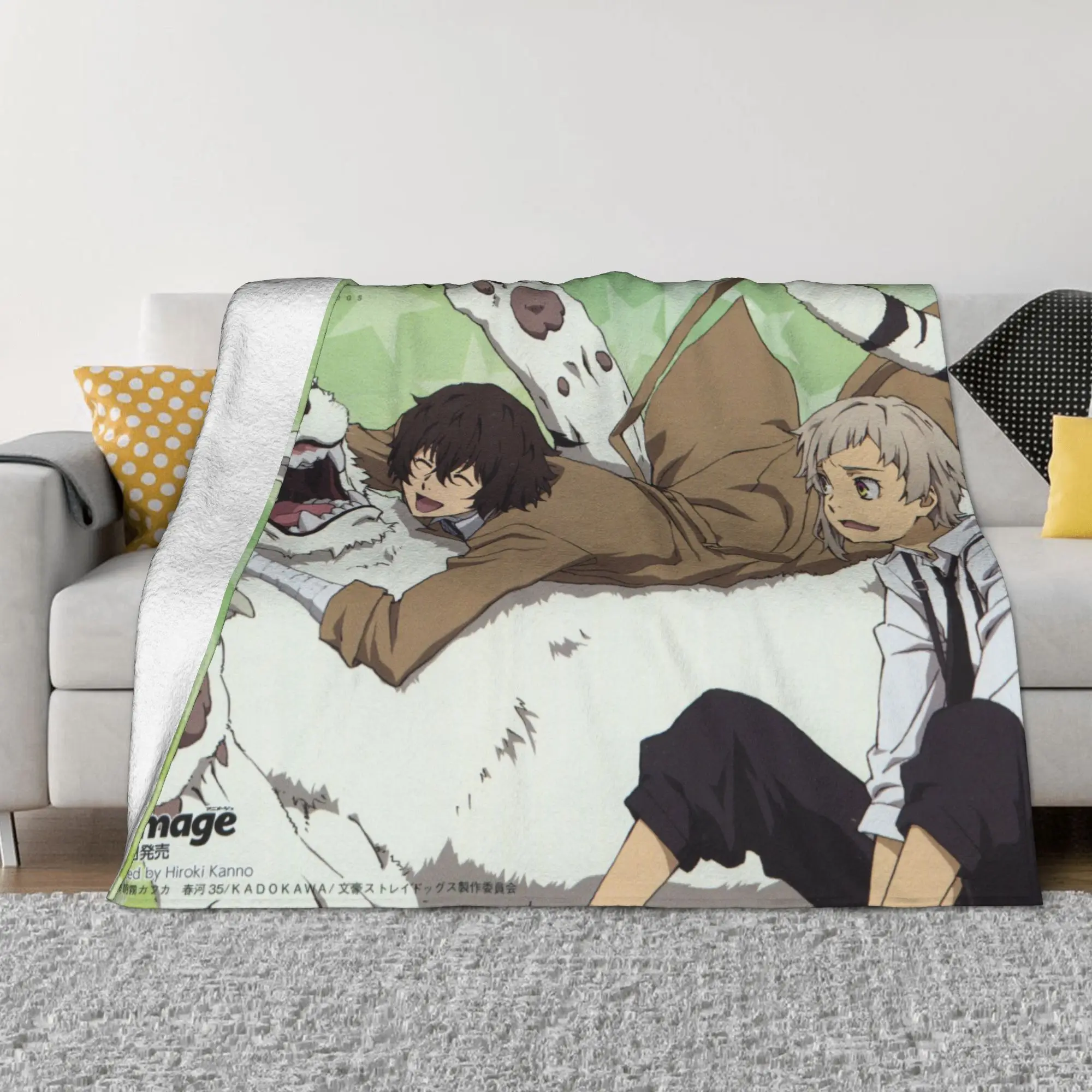 Chuuya Nakahara Nakajima Atsushi Flannel Blanket Dazai  Anime Throw Blanket for  Sofa Bedding Lounge Plush Thin Quilt