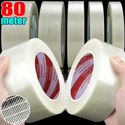 4/1Rolls Fiberglass Reinforced Strapping Tape for Electrical Refrigerator Clear Single-Sided Fiber Adhesive Tape Secure Sealing