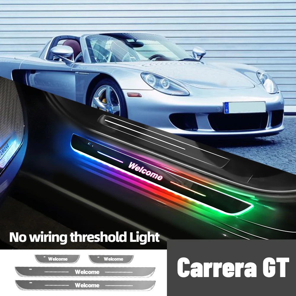 Para porsche carrera gt 980 2003-2006 2004 2005 luz do peitoril da porta do carro logotipo personalizado led limiar de boas-vindas pedal lâmpada acessórios