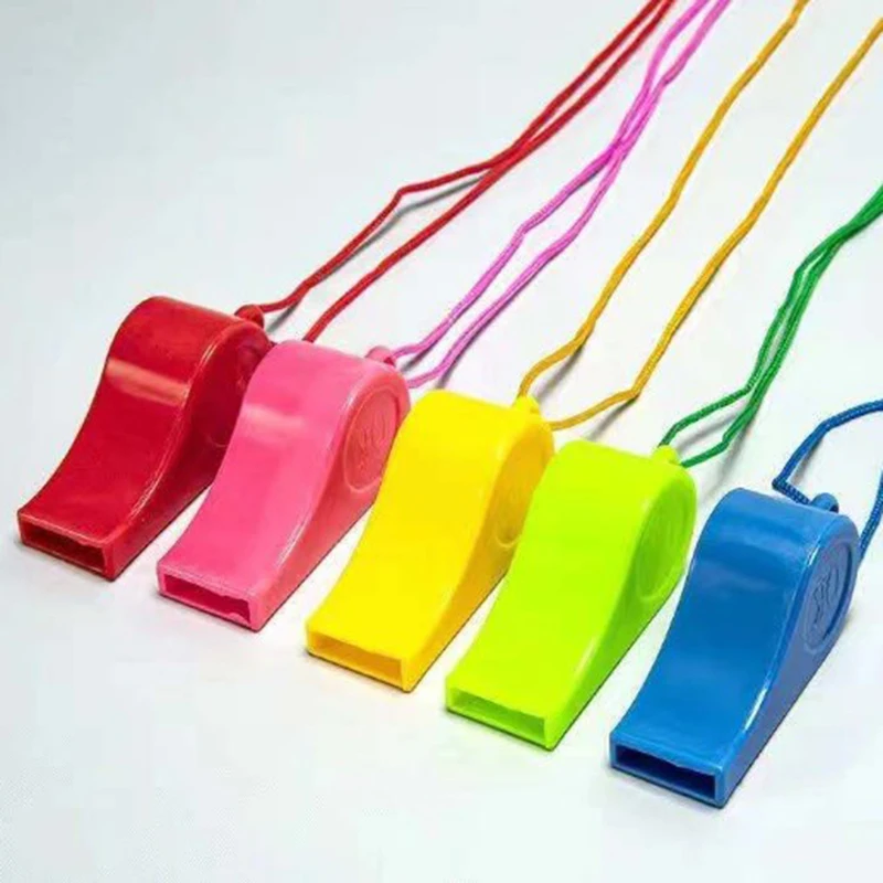 20Pcs Multicolour Mini Whistle With Rope Children Kids Sports Football Soccer Rugby Cheerleading Fans Cheer Whistles Gift