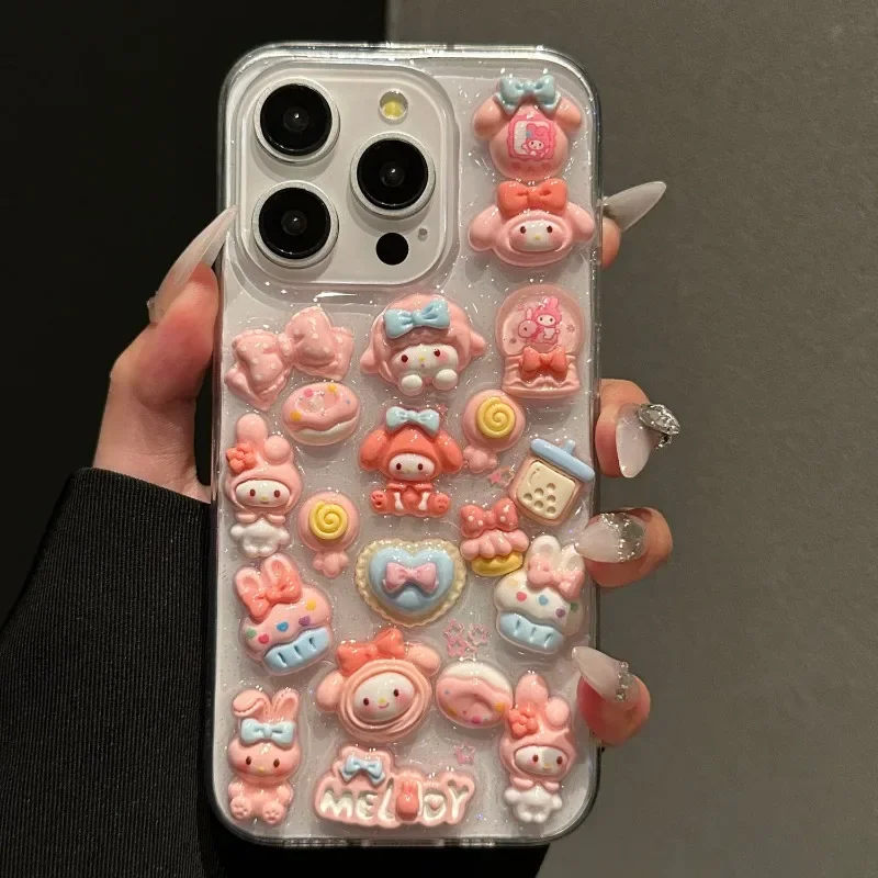 Kawaii Hello Kitty Pacha Dog 3D Apple Phone Case Suitable for IPhone15 14 13 11 16 ProMax Girls Anti Drop DIY Anime Phone Case