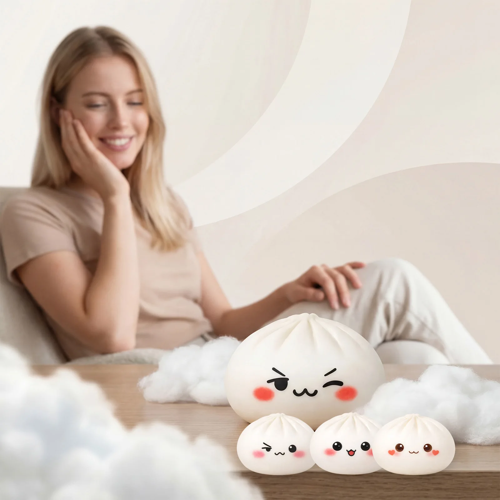 

2PCS Steamed Bun Squishy Toy Soft Slow Rising Squeeze Stress Relief Toy Gradient Color Food Simulation Fidget Toy Gift
