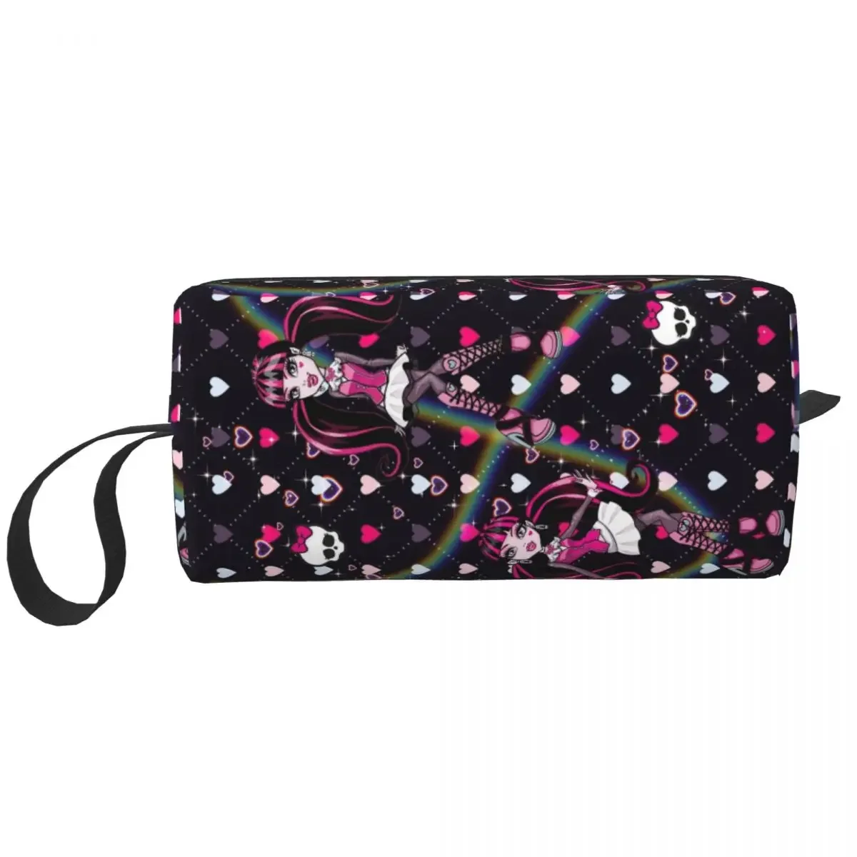 Cute Draculaura Cartoon Makeup Bag Pouch Zipper Monster High Cosmetic Bag Toiletry Small Makeup Pouch Storage Bag Men Women