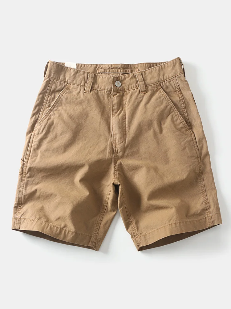 2025 Summer New American Retro Woven Twill Cargo Shorts Men's Fashion 100% Cotton Washed Casual Straight 5-point Beach Pants