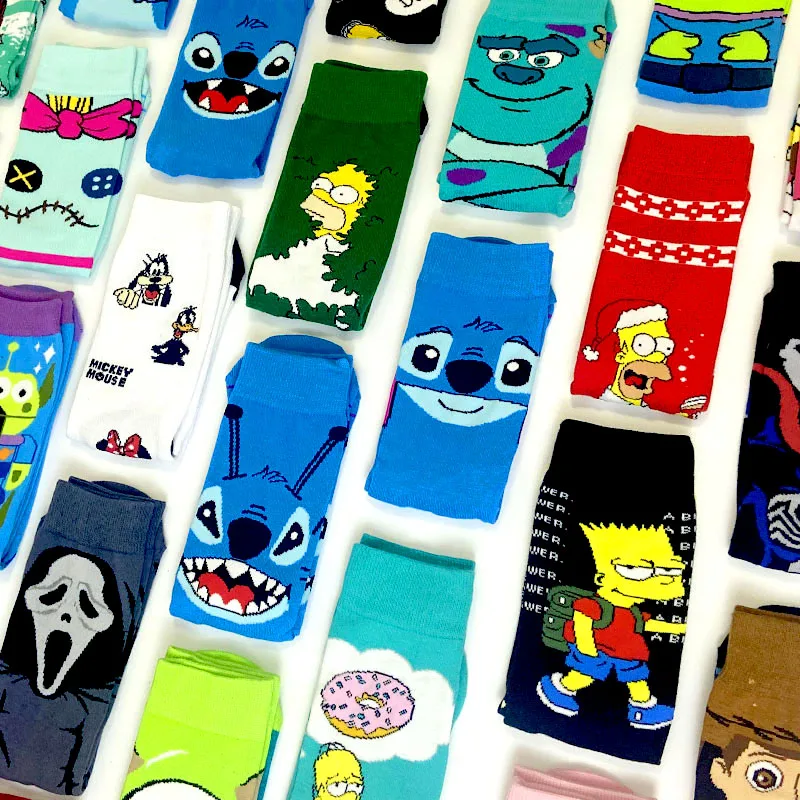 

Fashion Anime Men Socks Stitch Long Socks Knee-High Couples Cosplay Sock Personality Hip Hop Harajuku Women Funny Sock Size37-45