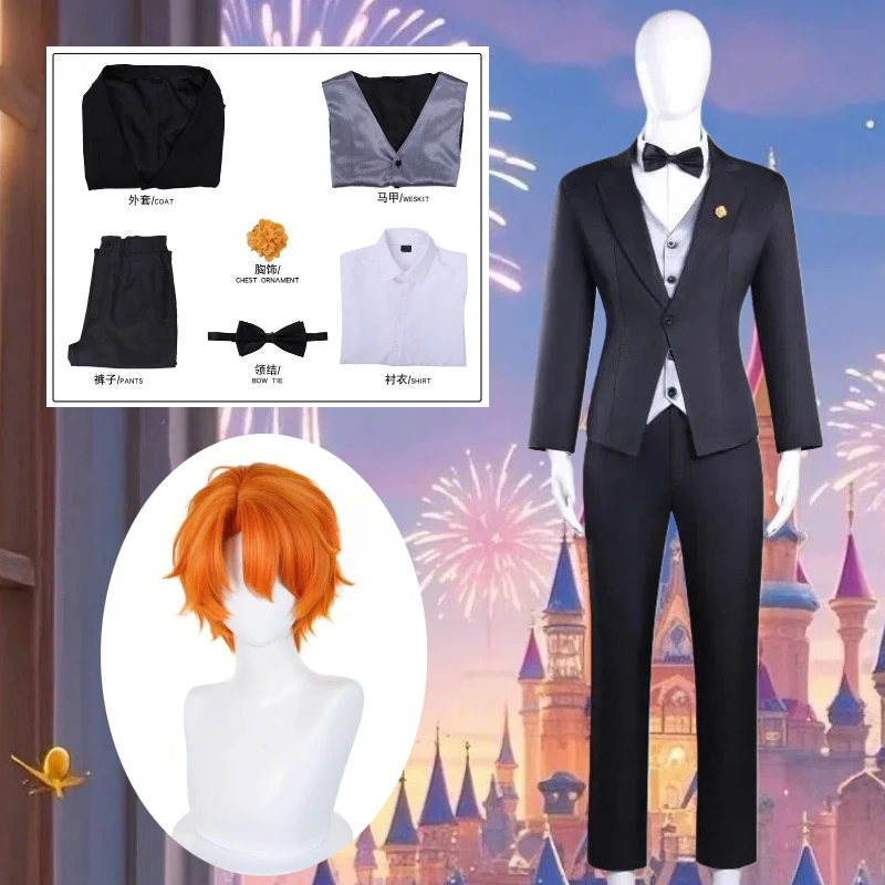 

Anime Nick Cosplay Fox Costume Black Uniform Suit Elegant Stage Performance Clothes Full Set for Men Theme Party Adults