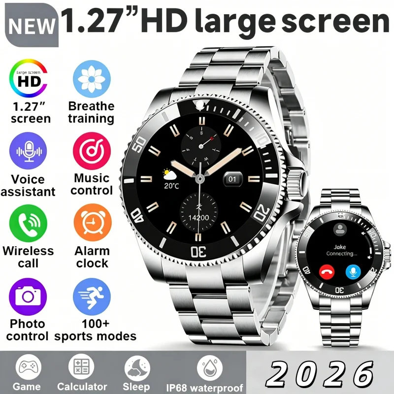 Men's Smartwatch Sports Fitness Waterproof Smart Watch Voice Call Music Player Heart Rate Health Monitor Multi-Function Watches