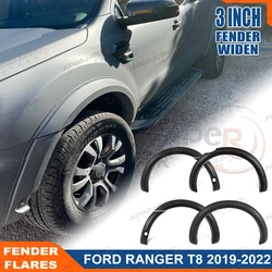 Slim Fender Flares For Ford Ranger T8 2019 2020 2021 2022 Wildtrak Wheel Arch Cover Dual Cab Mudguards 4x4 Car Accessories