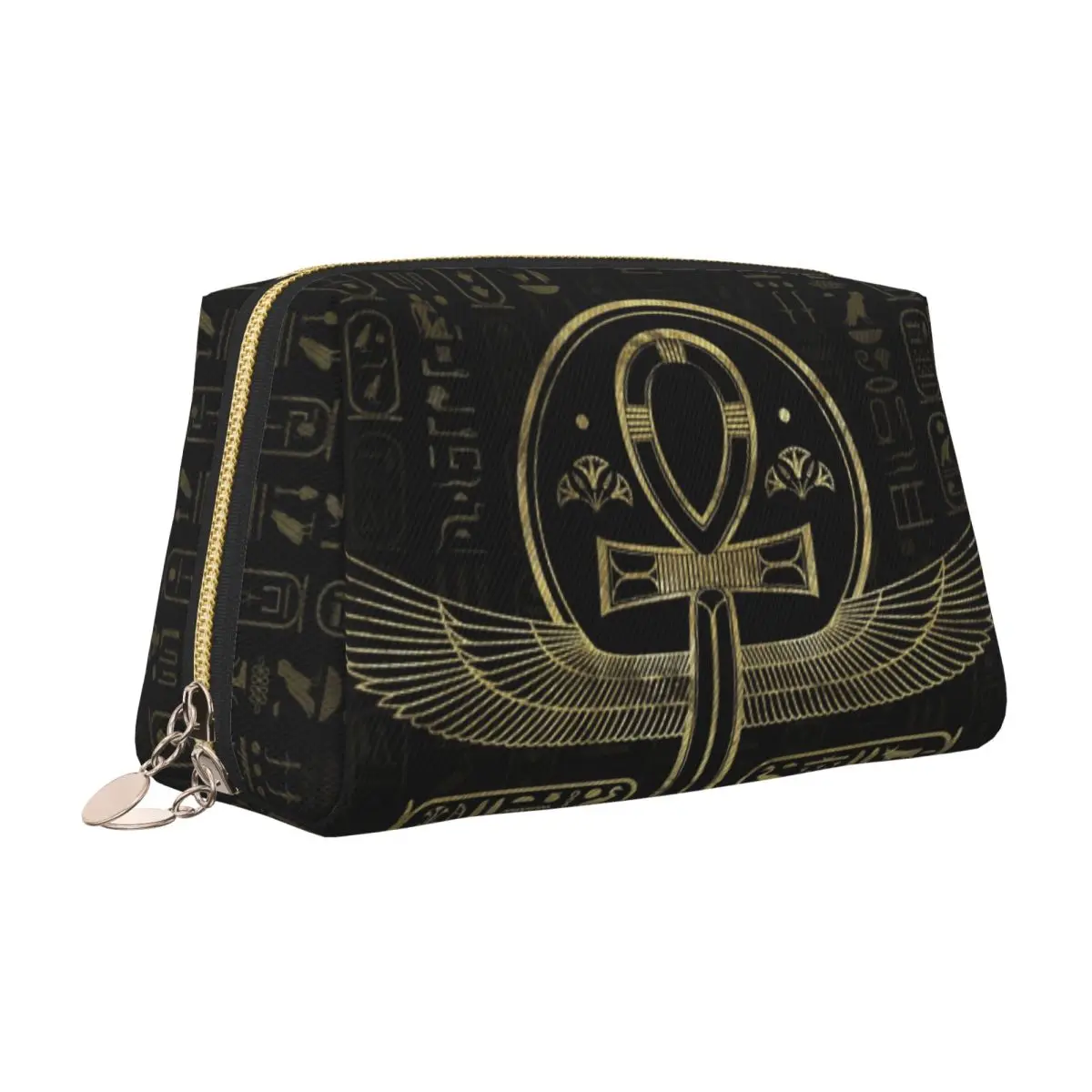 الصليب المصري عنخ حقيبة أدوات الزينة Kawaii مصر القديمة الهيروغليفية ماكياج منظم أدوات التجميل النساء الجمال تخزين Dopp عدة #5