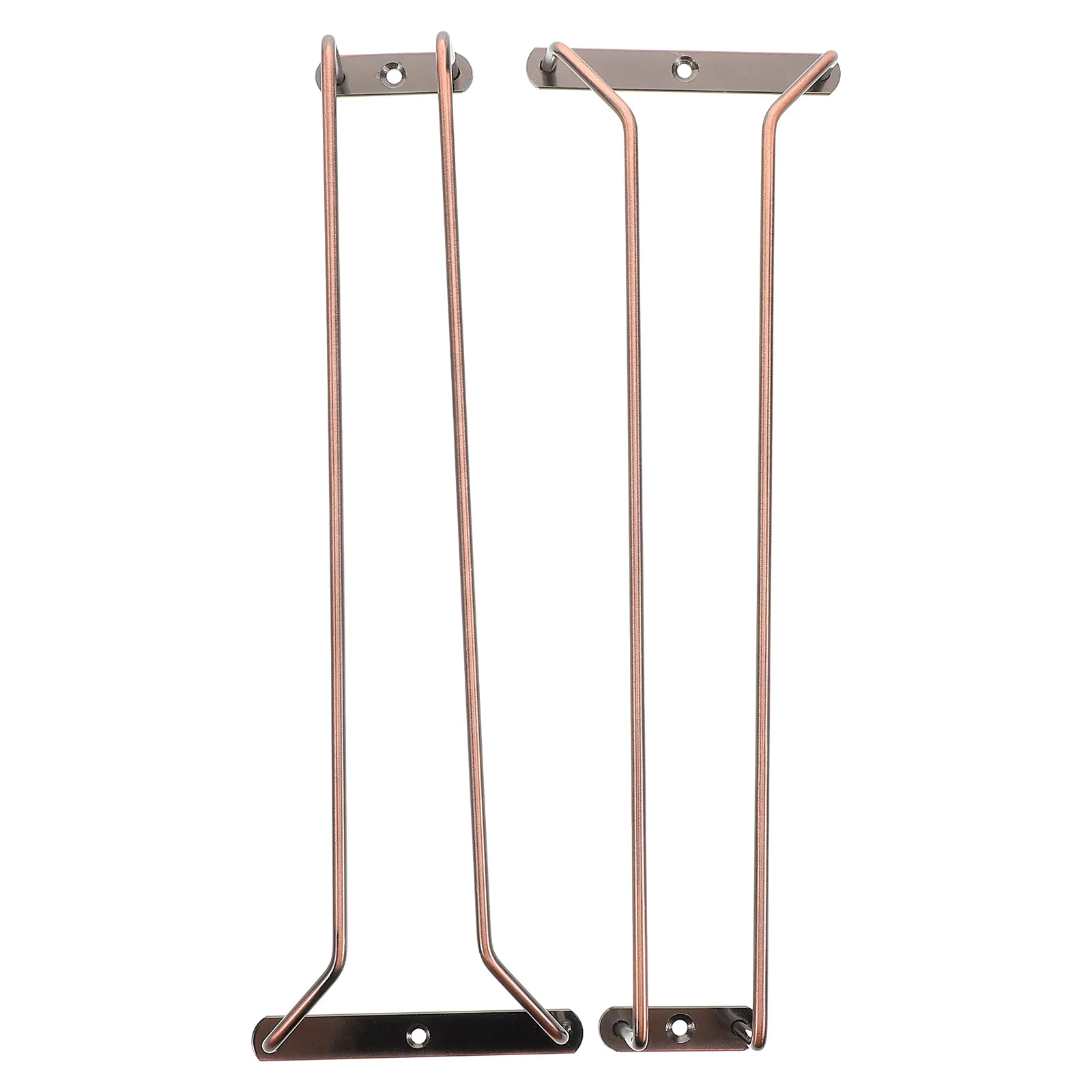 

2 Pcs Glass Holder Hanging Upside Down Stemware Rack European Style Bar Organizer Copper Color Kitchen Storage
