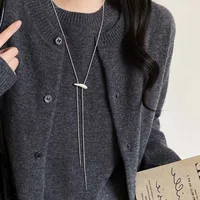 Minimalist Silver Color Matte Snake Bone Chain Necklace for Women Fashion Adjustable Long Sweater Chain Luxury Neck Jewelry - Image 4