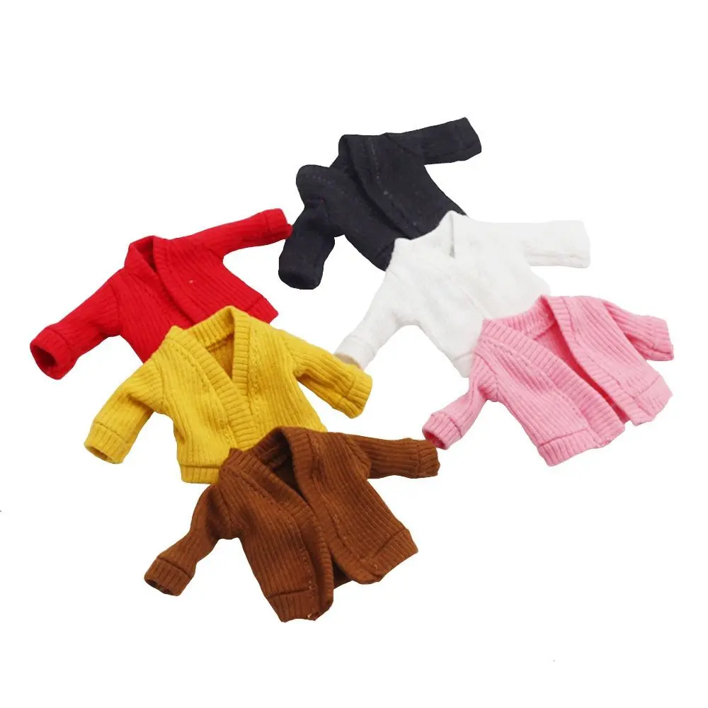 1/12 Doll Clothes Knitted Sweater Fashion Tops Candy Color Coat OB11 Clothes Handmade Casual Wear Dolls Accessories Kids Toys