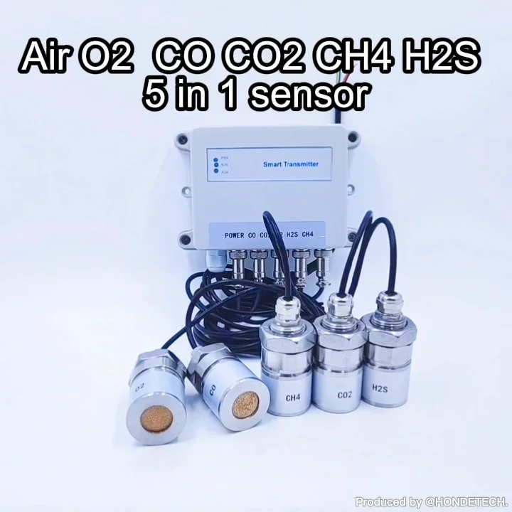 Multi Functional IPV65 Waterproof 5 in 1 Air Quality O2 CO CO2 CH4 H2S Detector