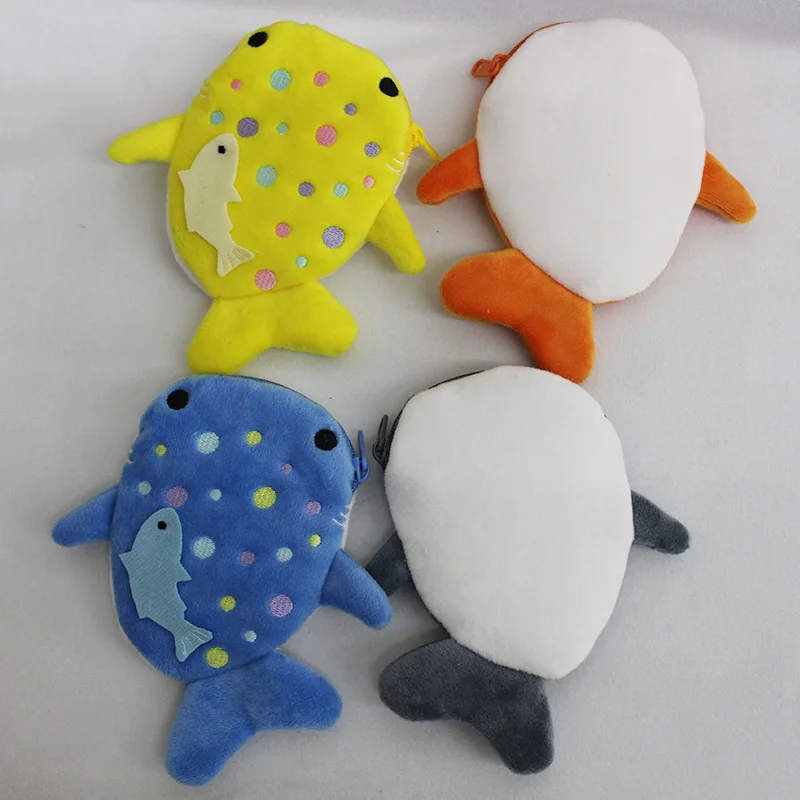 

Girl Cute Blue Shark Plush Coin Purse Mini Zipper Wallet for Coins Earphones Lipstick | Women's Small Change Pouch Case