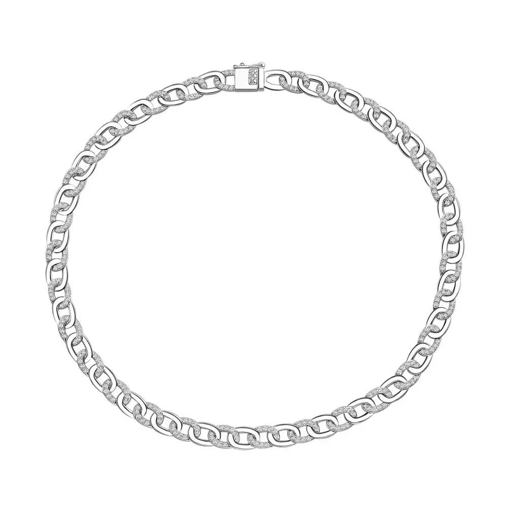 

New European and American Cuban Necklace 925 Silver Micro Inlaid Full Diamond Chain Necklace Fashion Jewelry