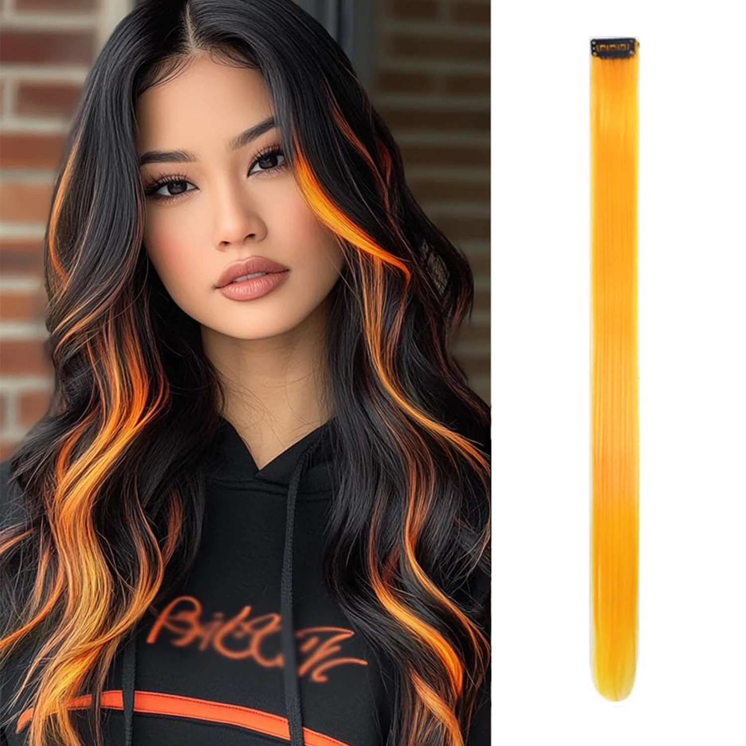 22 inch Colored Hair Extensions,Colorful Party Highlights Clip in Synthetic Hair Extensions,Color Party Highlights Hairpieces
