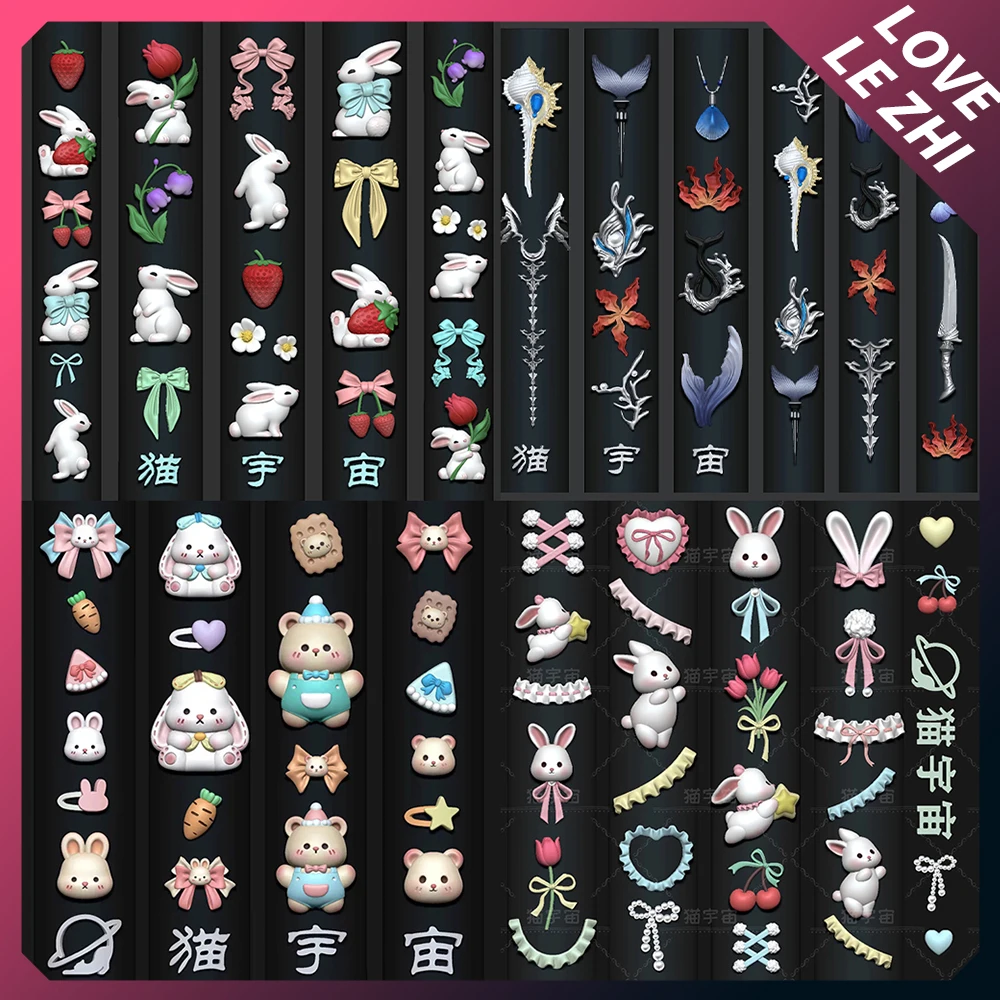 

1Pc Cute Animal Rabbit Bear Dog Nail Art Silicone Carving Mold Vintage European Style Angel Window Frame Vase Nail Template Mold