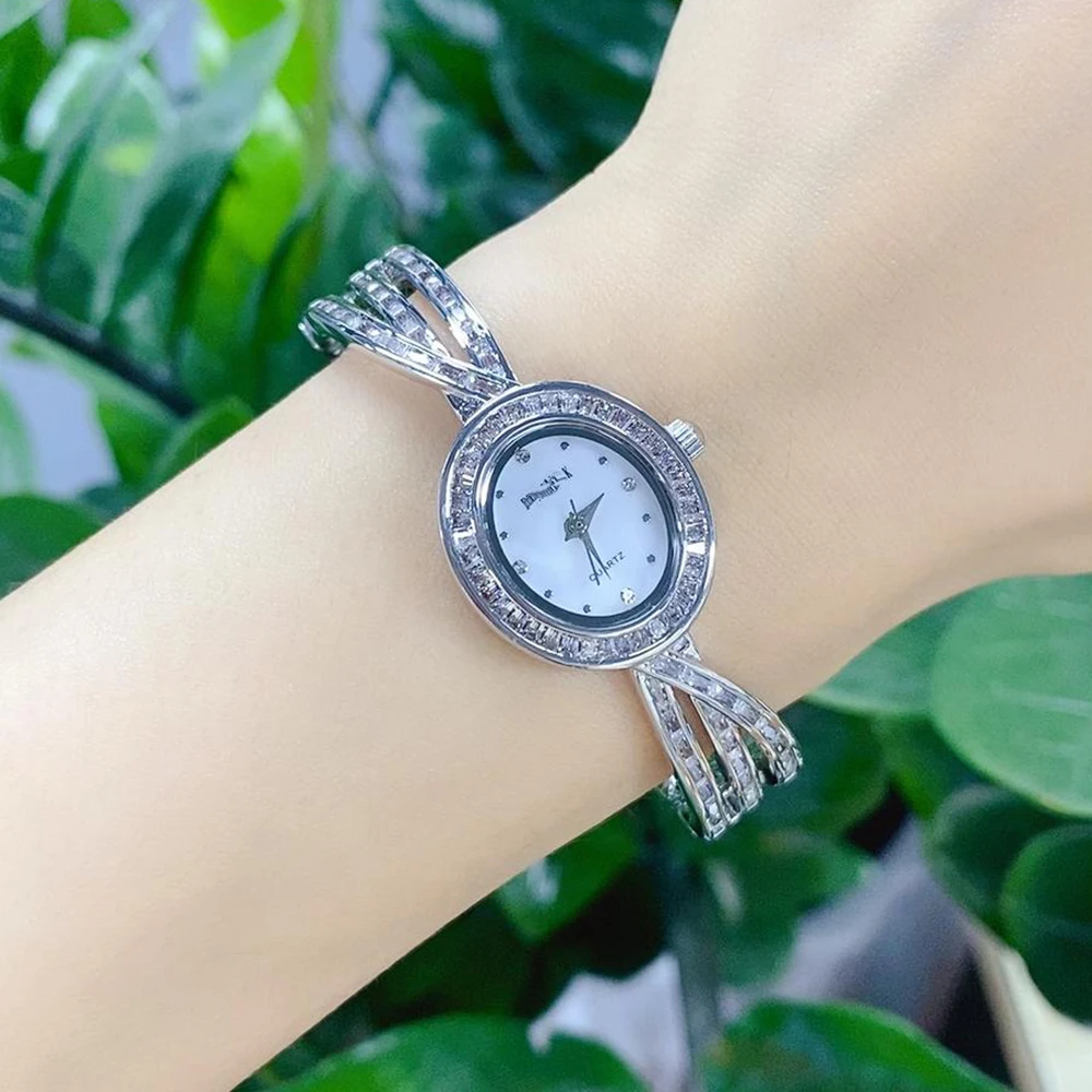 015781 Trendy Women's Watches Cubic Zircon Full CZ Bracelet Watch for Lady's Wedding Party  Jewelry  Accessory have Watches box