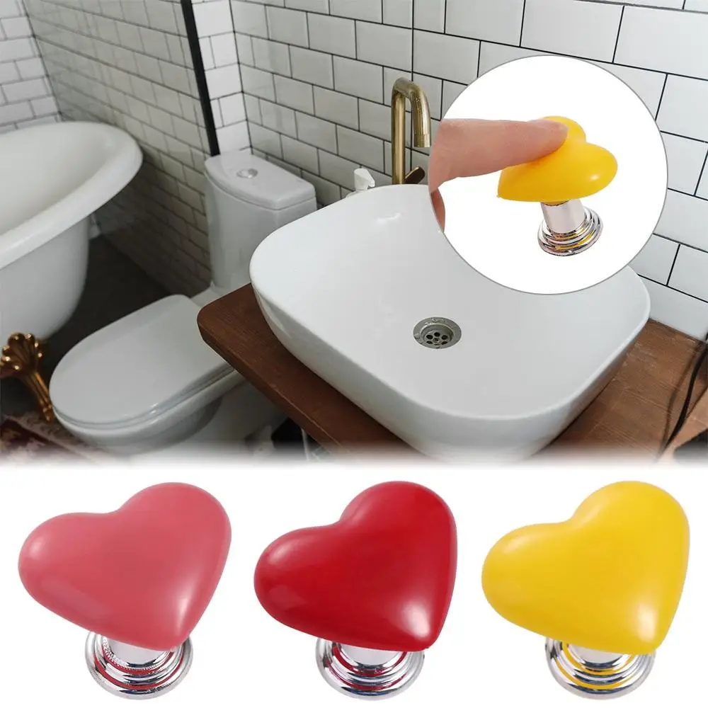 2pcs Creative Heart Shaped Toilet Press Love Nail Protector Toilet Button Colorful Water Tank Buttons Auxiliary Device