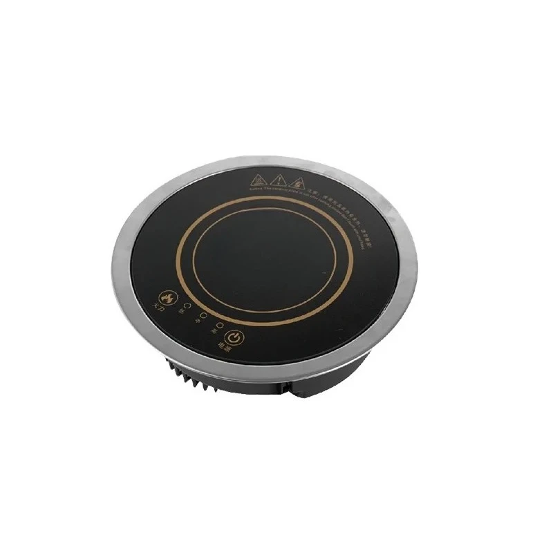 Round Built-In Induction Cooktop 800W 220V 225mm RV Induction Hob Ceramic Glass for Motorhome Camper Van