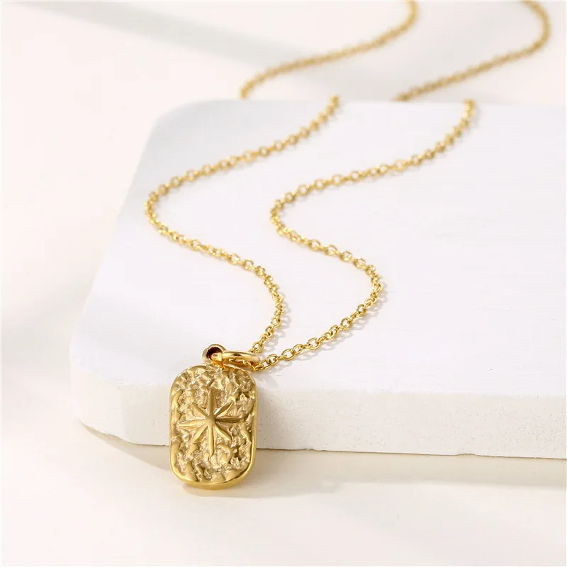Star Necklace Stainless Steel Necklace For Women Gold Metal Star Medal Necklaces Choker Collier Femme 2022 Fashion Jewelry
