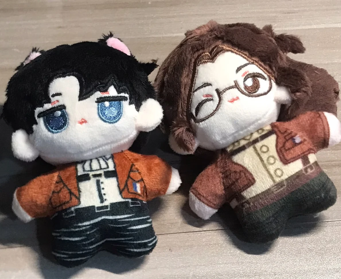 Muñeco de peluche de algodón de 10 cm de Anime Wink Hange Zoe Eren Jaeger Levi Ackerman Cosplay Dr.X, juguete, colgante y llavero