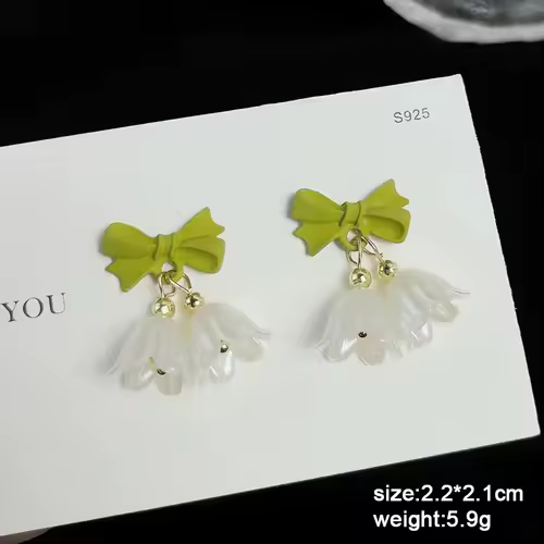 Pure White Women's Dangle Earrings Blooming Flower Acrylic Enamel Butterfly Imitation Pearl Heart Hanging Earrings Elegant brinc - Image 16