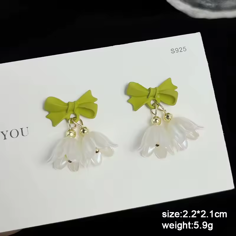 Pure White Women's Dangle Earrings Blooming Flower Acrylic Enamel Butterfly Imitation Pearl Heart Hanging Earrings Elegant brinc - Image 16
