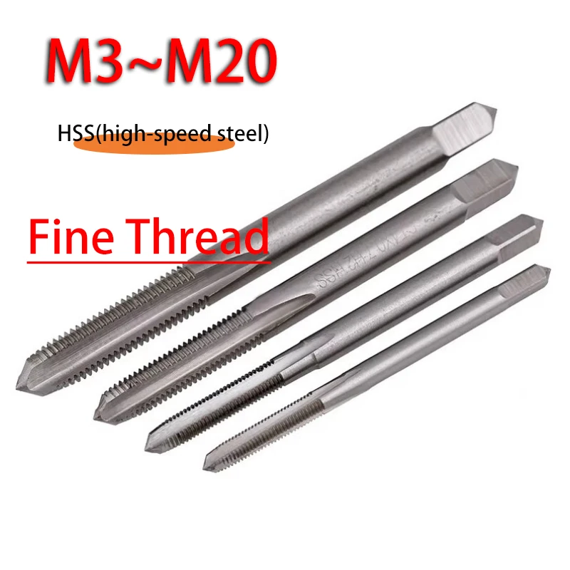 

1pcs Right Hand Thread Metric Fine Thread Straight Flute taps HSS Machine Plug Tap M3 M4 M5 M6 M8 M10 M12 M14 M16 M18 M20
