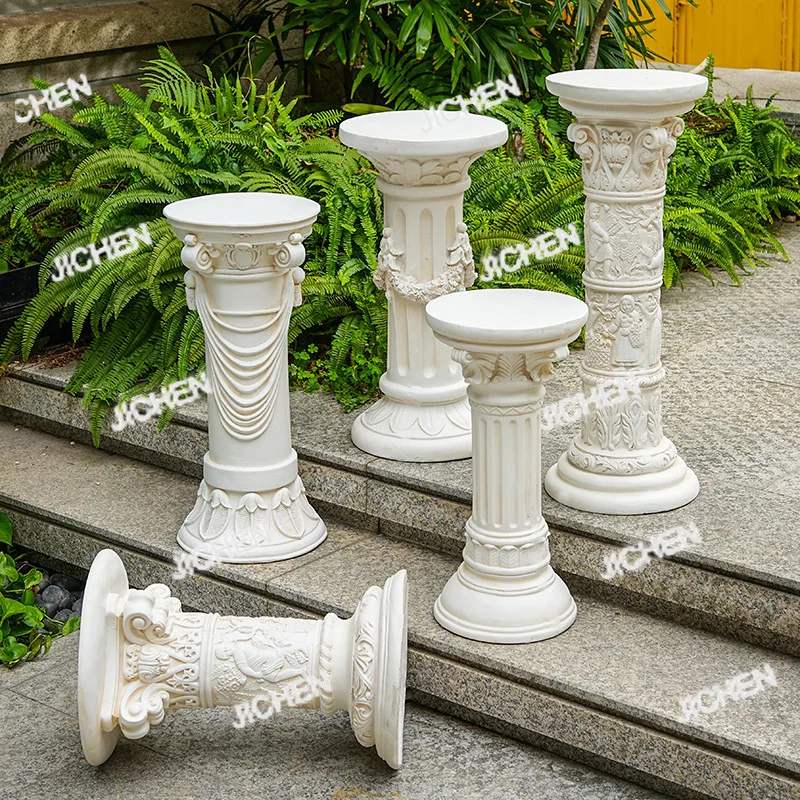 

ZQT European Roman Column Ornament Wedding Props Pillar Base Retro Garden Courtyard Balcony Decoration
