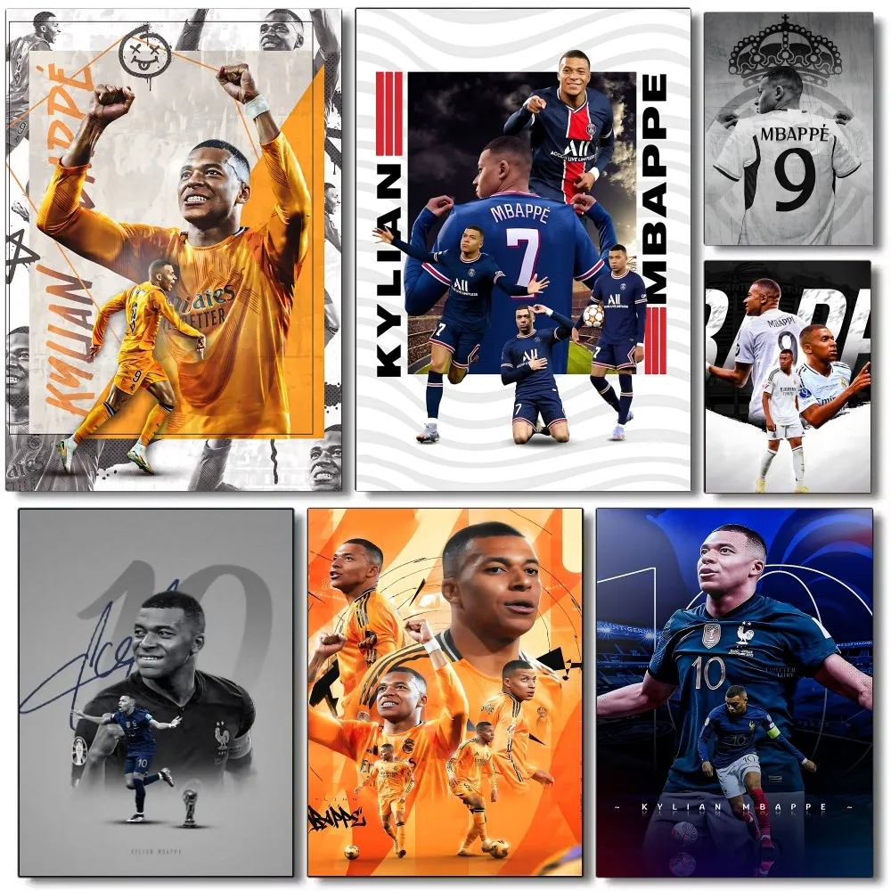 1PC FootballStar K-Kylian Mbappe Poster Self-adhesive Art Waterproof Paper Sticker Coffee House Bar Room Wall Decor