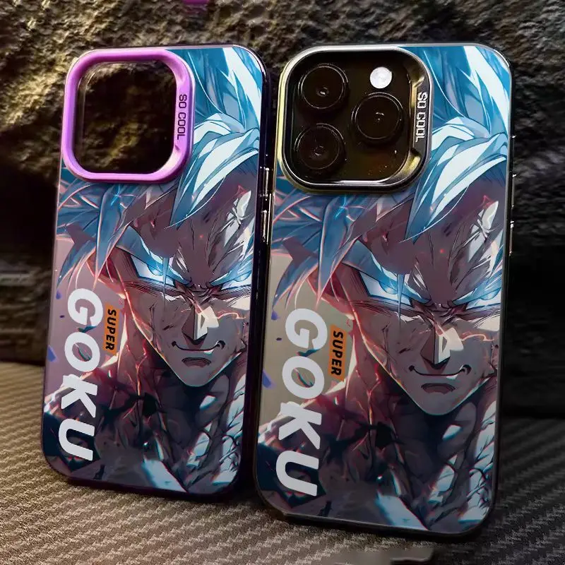 Original Dragon Ball Goku Cools Phone Case for Iphone 14 13 11 12 15 Pro Max XR XS 7 8 Plus Boy Silicone Anti-fall Cover Silvery