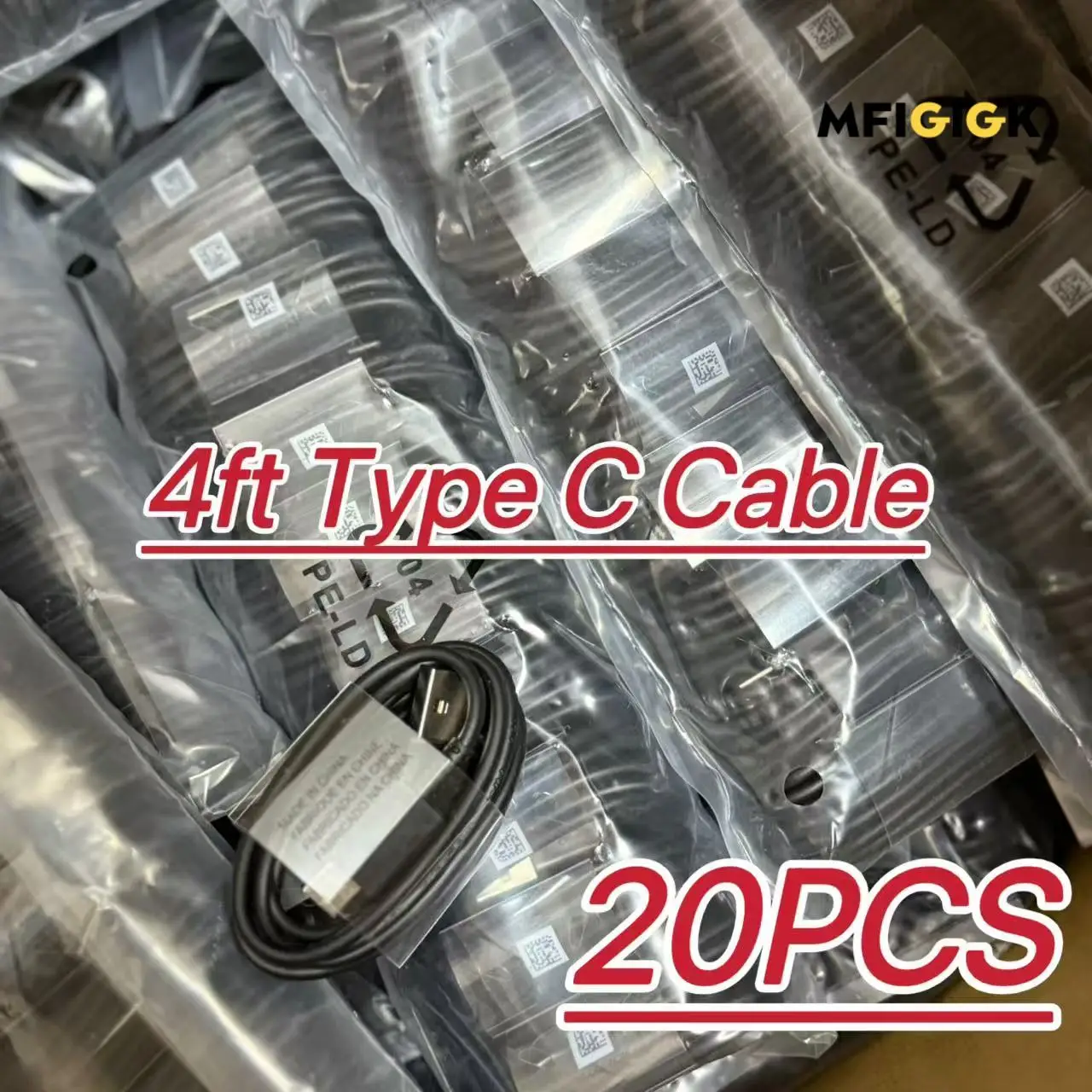 

MFIGlGK 20pcs Lot Type C Android Charger Data Lead Fast Charging USB C Cable Cord 4ft