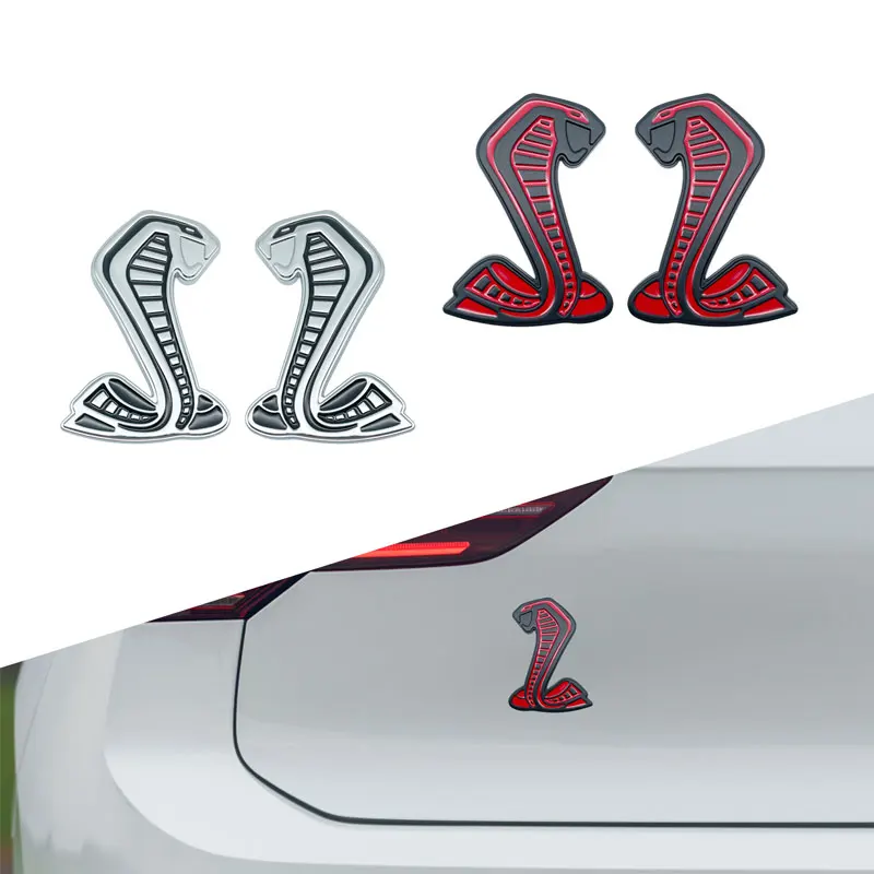 Car Styling Metal Mustang Snake Cobra Emblem Front Grille Badge Sticker Trunk Body Decor For Ford Mustang Kuga Fiesta Shelby GT