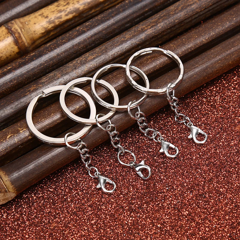 10Pcs/Set Polished Silver Color Key Chains Stainless Alloy Circle 25/30mm Keyrings Jewelry DIY Key Chains Accessories