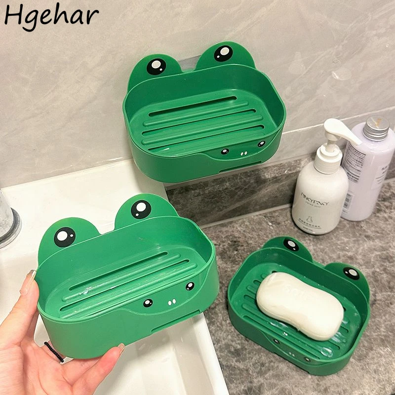 Soap Box Bathroom Portable Waterproof Convenience Cute Bath Organizer and Storage Hollow Out Simple Plastic Home Double-layer