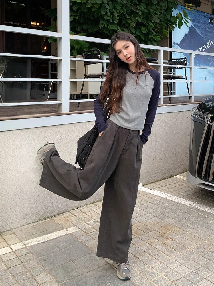 

Женские повседневные брюки с высокой талией, прямые широкие брюки, свободные длинные брюки, весенняя новинка, микс брендов