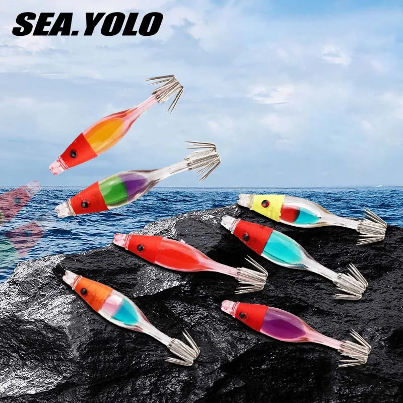 

Sea.Yolo 5cm/2.5g Fishing Lure Japanese blow tube hook squid hook UV reflective Artificial Seawater Fishing Bait