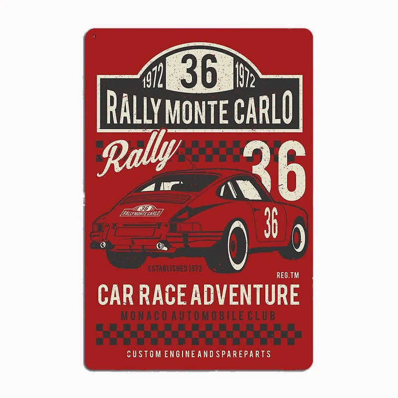 

Rallye Monte Carlo 36 Metal Poster Retro Garage Living Room Wall Custom Tin Vintage Home Decor Classic Movie Automobile Sign