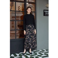 AP Women 2026 Autumn and Winter New Printing Satin Dress Knitting Cardigan Mock Neck Modal Shirt - Image 2