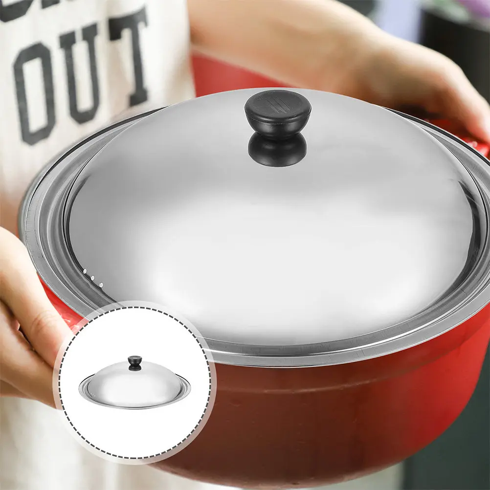 2Pcs Stainless Steel Universal Pot Lid Set 34Cm Multi-Functional Round Dome Cover for Frying Pan Skillet Wok Cast Iron Cookware