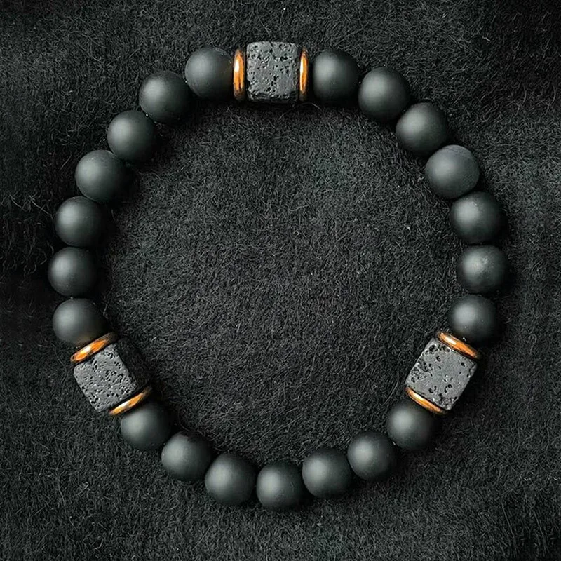 Matte Finish Agate Obsidian 8mm Root Chakra Stone Bracelet for Women Men Energy Grounding Strength Stackable Chain Jewelry Gifts