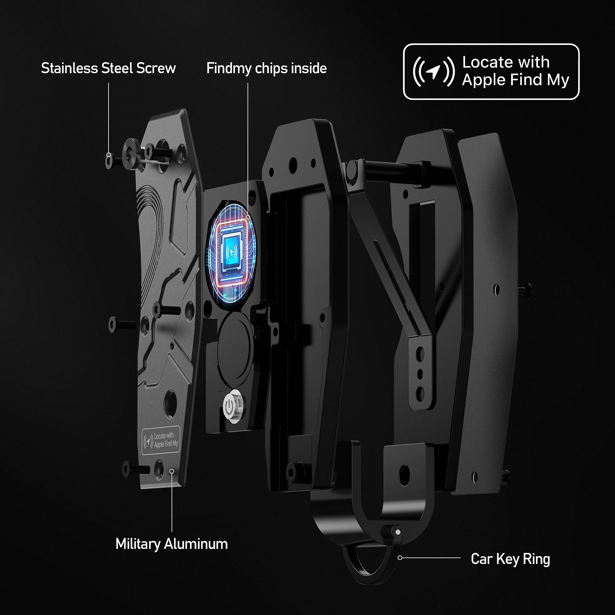 Smart Key Organizer with Apple Find My, CNC Aluminum EDC Key Holder Keychain, Anti-Scratch Folding Key Case for Men