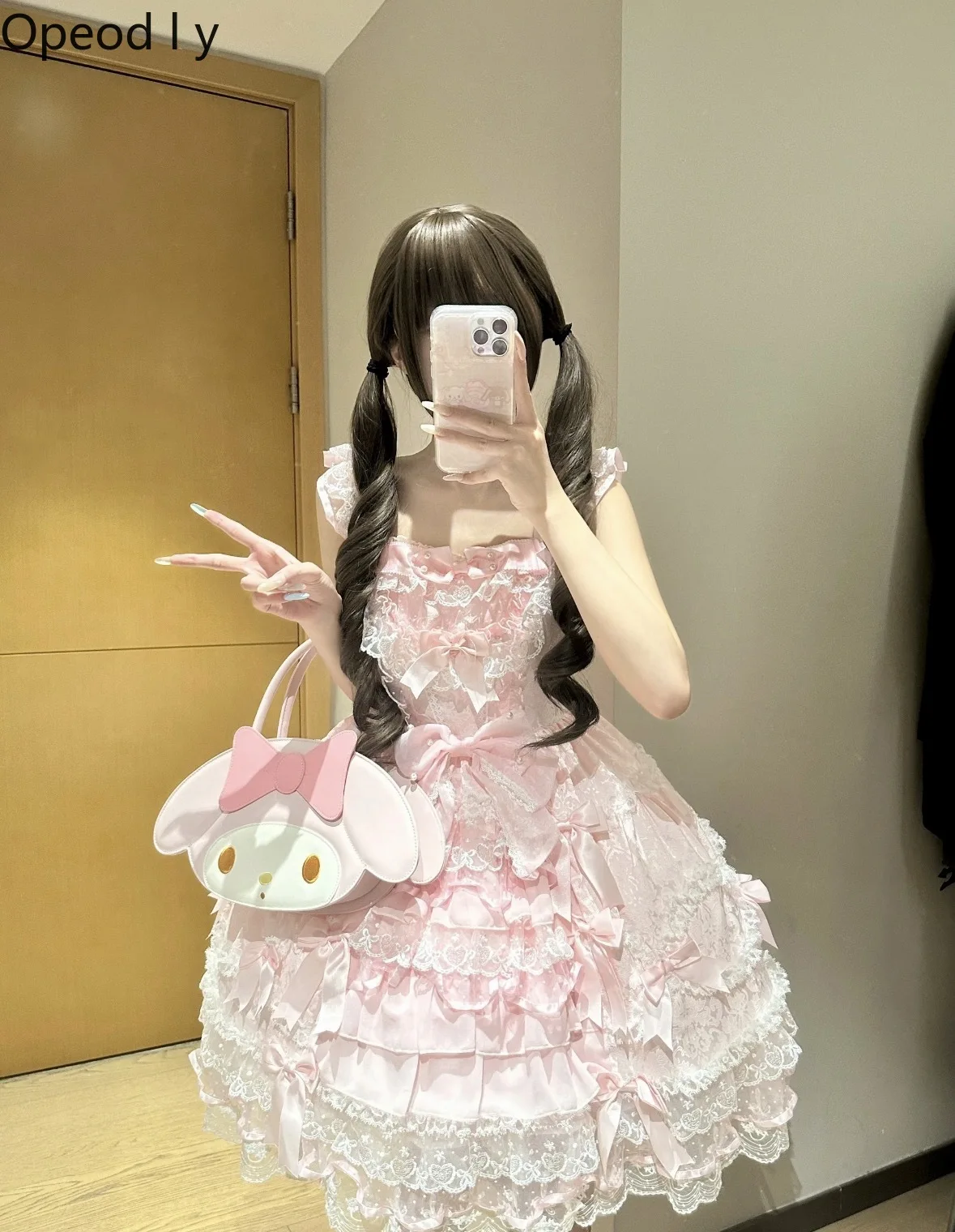 

Sweet Cute Doll Japanese Original Lolita Pink Suspender Dress Princess Ballet Style Lace Said Russian Day Party Lolita Dress