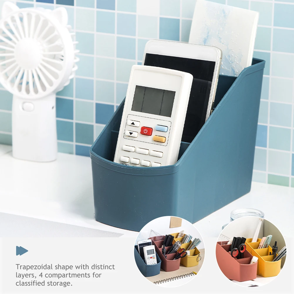 

3pcs Desktop Organizer Storage Box Pp Material 4 Compartments Remote Control Holder Makeup Brush Case Bathroom Office