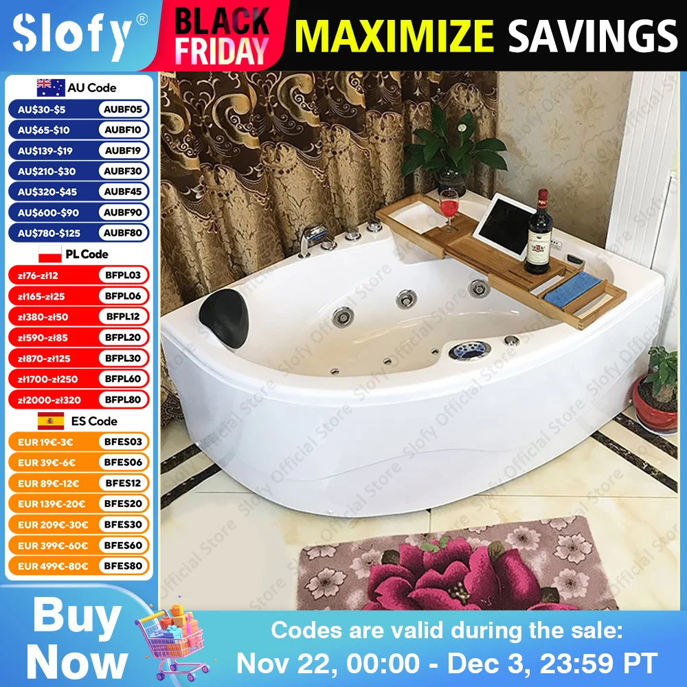 Fan Shaped Acrylic Bathtub 1.4-Meter,Multifunctional Bathtub Strong Load-Bearing Capacity Left/Right Skirt  Bathroom Furniture